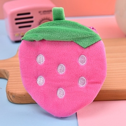 Strawberry Fruit Pattern Plush Wallet Pocket, Coin Purse with Zipper, Mini Pouch Purse, Strawberry Pattern, 12x11x1cm