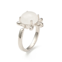 Quartz Crystal Natural Quartz Crystal Turtle Open Cuff Ring, Platinum Brass Jewelry for Women, Inner Diameter: 16.2mm