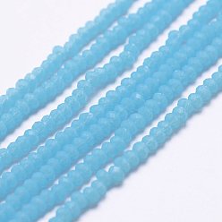 Cyan Opaque Glass Beads Strands, Faceted, Rondelle, Cyan, 2.5x1.5~2mm, Hole: 0.5mm, about 185~190pcs/strand, 13.7 inch~14.1 inch