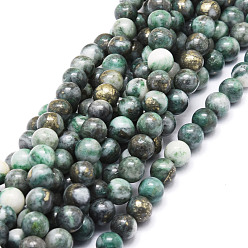 Pierre Précieuse Naturelle Brins de perles rondes en dioptase naturelle, 6~6.5mm, Trou: 0.8mm, Environ 63 pcs/chapelet, 15.47 pouce (39.3 cm)