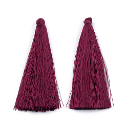Rouge Violet Moyen Pompon en nylon grandes décorations pendantes, support violet rouge, 65~70x8~10mm