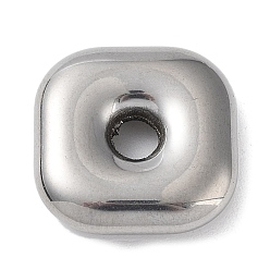 Color de Acero Inoxidable 304 de acero inoxidable perlas espaciadoras, plaza, color acero inoxidable, 17x17x4.5 mm, agujero: 3.7 mm