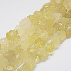 Quartz Citron Premières citron naturel brins de perles de quartz bruts, nuggets, 15~20x14~18x10~14mm, Trou: 1mm, Environ 25 pcs/chapelet, 14.9 pouce (38 cm)