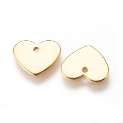 Golden 304 Stainless Steel Charms, Stamping Blank Tag, Heart, Golden, 11x13x1mm, Hole: 1.4mm