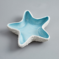 Аква Ювелирные тарелки из керамики с морской звездой, ювелирная тарелка, лоток для хранения колец, , серьга, вода, 155x150x36 мм