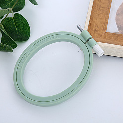 Dark Sea Green Adjustable ABS Plastic Oval Embroidery Hoops, Embroidery Circle Cross Stitch Hoops, for Sewing, Needlework and DIY Embroidery Project, Dark Sea Green, 100x80mm