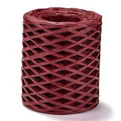 Dark Red Raffia Ribbon, Packing Paper String, for Gift Wrapping, Party Decor, Craft Weaving, Dark Red, 3~4mm, about 200m/roll