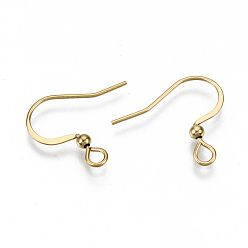 Real 18K Gold Plated 304 Stainless Steel Earring Hooks, Ear Wire, Cadmium Free & Nickel Free & Lead Free, Real 18K Gold Plated, 15~17x18~19mm, Hole: 2mm, 21 Gauge, Pin: 0.7mm