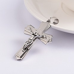 Stainless Steel Color Easter Theme Crucifix Cross 304 Stainless Steel Pendants, Stainless Steel Color, 49x33x5mm, Hole: 12x6mm