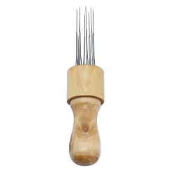Linen 8 Felting Needles Needle Pen, Wool Felt Punch Needles Tool, with Wood Handle, Linen, 70x27mm