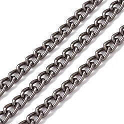 Черный Овальные бордюрные цепи из оксидированного алюминия, несварные, с катушкой, чёрные, ссылка: 8x4.5x1.2 mm, около 30 м / рулон