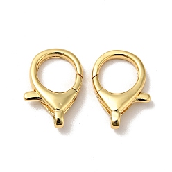 Real 18K Gold Plated Brass Lobster Claw Clasps, Cadmium Free & Nickel Free & Lead Free, Real 18K Gold Plated, 20x15x4.5mm, Hole: 2mm