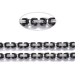 Black 304 Stainless Steel Byzantine Chains, Unwelded, Electrophoresis Black & Stainless Steel Color, 8~11.5x5mm