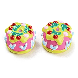 Colorful Resin Enamel Beads, Imitation Food, Cake with Cherry, Colorful, 22x21x16mm, Hole: 1.8mm