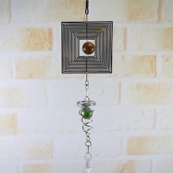 Carré Girouettes en métal, avec des perles rondes en verre, pour la décoration extérieure de la cour et du jardin, carrée, 400mm