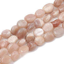 Sunstone Natural Sunstone Beads Strands, Oval, 8~15x8~10x4~10mm, Hole: 1mm, about 36~42pcs/strand, 15.7 inch
