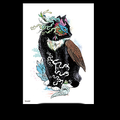 Черный Съемные временные водостойкие татуировки с изображением совы, бумажные наклейки, чёрные, 21x14.8 см