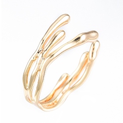 Настоящее золото 18K Латунная волна открытая манжета для женщин, без никеля , реальный 18 k позолоченный, размер США 6 (16.5 мм)