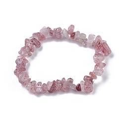Quartz Fraise Perles naturelles de quartz de fraises tendent des bracelets, avec du fil de cristal élastique coréen, 2 pouces ~ 2-1/8 pouces (5.2~5.3 cm)
