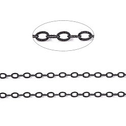 Electrophoresis Black 304 cadenas de cable con textura de acero inoxidable, soldada, con carrete, moleteado, electroforesis negro, 3.5x2.5x0.4 mm, aproximadamente 32.8 pies (10 m) / rollo