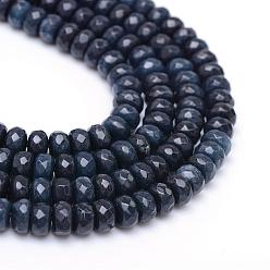 Prussian Blue Natural White Jade Bead Strands, Dyed, Faceted, Rondelle, Prussian Blue, 4~5x3mm, Hole: 0.5mm, about 115~120pcs/strand, 13.39~13.98 inch(34~35.5cm)