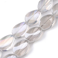 Clear AB Transparent Electroplate Glass Bead Strands, AB Color Plated, Teardrop, Clear AB, 18.5x12.5x6mm, Hole: 1mm, about 40pcs/strand, 29.29 inch(74.4cm)