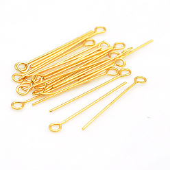 Golden 304 Stainless Steel Eye Pins, Golden, 40x3.5x0.6mm, Hole: 2mm, about 30pcs/bag