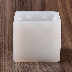 White Rhombus-shaped Cube Candle Food Grade Silicone Molds, for Scented Candle Making, White, 77x77x65mm, Inner Diameter: 62x62x60mm