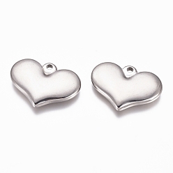 Stainless Steel Color 304 Stainless Steel Stamping Blank Tag Heart Pendants, Craft Jewelry Making Accessories, for Women, Stainless Steel Color, 21x28x4mm, Hole: 2.5mm