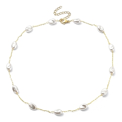 Oro Collar de cadena con cuentas de perlas de plástico ccb, joyas de latón, dorado, 15.47 pulgada (39.3 cm)