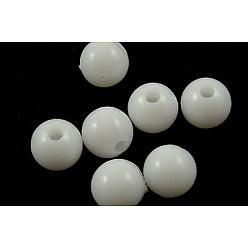 White Opaque Acrylic Beads, Round, White, Size: about 6mm in diameter, hole: 1mm, about 4000pcs/500g