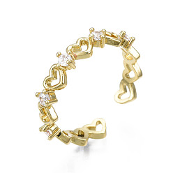 Настоящее золото 18K Изысканное кольцо-манжета в форме сердца из кубического циркония, Infinity Love латунное открытое кольцо для женщин, без никеля , реальный 18 k позолоченный, размер США 8 1/2 (18.5 мм)