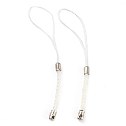 WhiteSmoke Polyester Cord Mobile Straps, with Platinum Plated Iron Findings, WhiteSmoke, 8~9cm