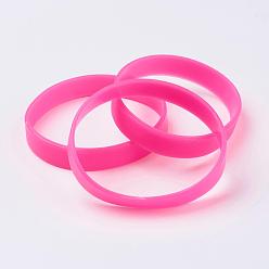 Rose Chaud Bracelets de bracelets en silicone, bracelets de la moelle, rose chaud, 2-1/2 pouces (63 mm), 12x2mm