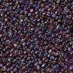 Misty Rose 6/0 Round Glass Seed Beads, Transparent Colours Rainbow, Round Hole, Misty Rose, 6/0, 4mm, Hole: 1.5mm, about 500pcs/50g, 50g/bag, 18bags/2pounds