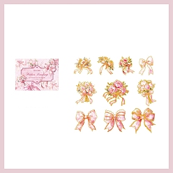 Фламинго 20 шт. 10 стили золотого тиснения домашние самоклеющиеся декоративные наклейки с бантом, водонепроницаемые цветочные наклейки, для diy scrapbooking, фламинго, упаковка: 130x95мм, 2 шт / стиль