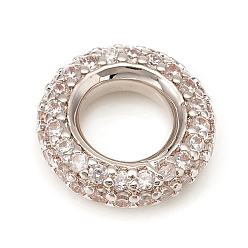 Platine Micro cuivres ouvrent zircone cubique perles européennes, Perles avec un grand trou   , anneau, clair, platine, 12x3mm, Trou: 6mm