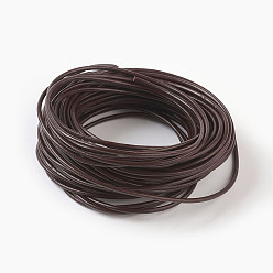 Coconut Brown Cowhide Leather Cord, Leather Jewelry Cord, Jewelry DIY Making Material, Dyed, Round, Coconut Brown, 2mm, about 10.93 yards(10m)/bundle