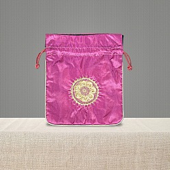 Camélia Sacs de bénédiction cadeaux avec cordon de serrage en brocart de style chinois, pochettes de rangement de bijoux pour l'emballage de bonbons de noce, rectangle avec motif de fleurs, camélia, 18x15 cm