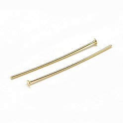 Real 18K Gold Plated Brass Flat Head Pins, Real 18K Gold Plated, 50x0.8mm, Head: 2mm