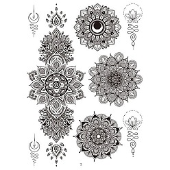 Patrones Mixtos Mandala patrón vintage extraíble temporal a prueba de agua tatuajes papel pegatinas, patrón de flores, 21x15 cm