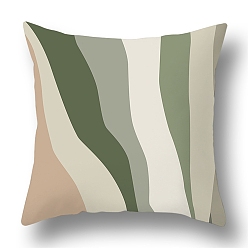 Stripe Housses de coussin en polyester abstraites, série verte, style nordique, géométrie, Housse de coussin, pour canapé canapé-lit, carrée, stripe, 440x440mm