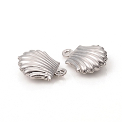 Stainless Steel Color 304 Stainless Steel Pendants, Hollow Scallop Shape, Stainless Steel Color, 14x11x4.5mm, Hole: 1mm