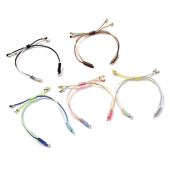 Golden Adjustable Braided Nylon Thread Link Bracelet Makings, Fit for Connector Charms, Mixed Color, Golden, 8-1/2~9-5/8 inch(21.5~24.3cm)
