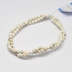 Ivoire Brins ronds de perles de magnésite naturelle, blanc crème, 4mm, Trou: 1mm, Environ 100 pcs/chapelet, 16.1 pouce