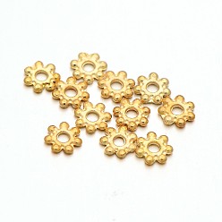 Light Gold Aleación ligera chapada en oro flor margarita espaciador cuentas, dorado, 4.5x1 mm, agujero: 1 mm