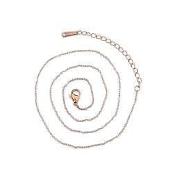 Or Rose 304 collier de chaînes de câbles en acier inoxydable pour hommes femmes, or rose, large: 1.2 mm, 15.75 pouce (40 cm)