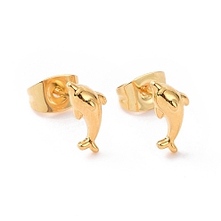 Golden 304 Stainless Steel Tiny Dolphin Stud Earrings with 316 Stainless Steel Pins for Women, Golden, 9x4mm, Pin: 0.6mm