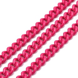 Cerise Spray Painted Brass Curb Chain, Twisted Chain, with Spool, Unwelded, Cerise, 6x5x2mm, 32.8 Feet(10m)/roll