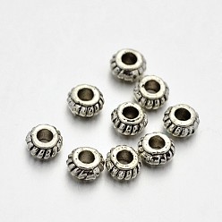Antique Silver Tibetan Style Alloy Rondelle Spacer Beads, Lead Free & Cadmium Free & Nickel Free, Antique Silver, 6x3mm, Hole: 2mm